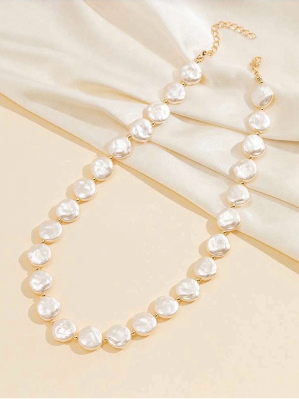 Anthropologie “Freshwater Pearl Disc Cluster” Baroque Repeating Beaded Necklace - Picture 6 of 11
